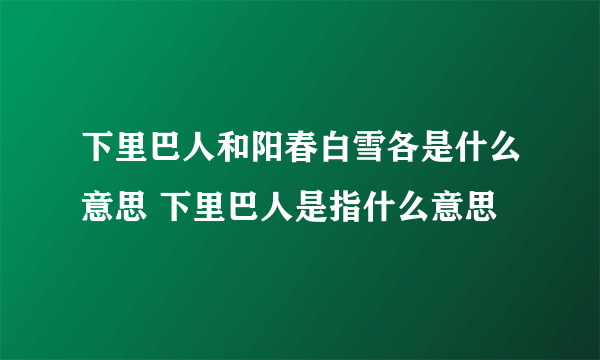下里巴人和阳春白雪各是什么意思 下里巴人是指什么意思