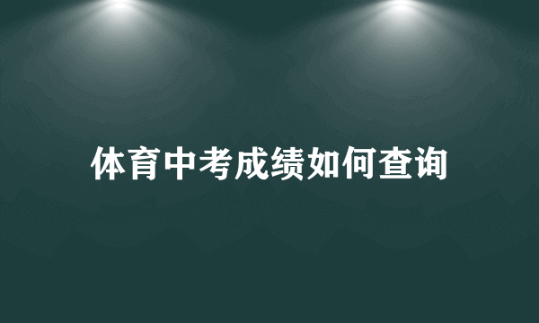 体育中考成绩如何查询