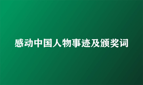 感动中国人物事迹及颁奖词