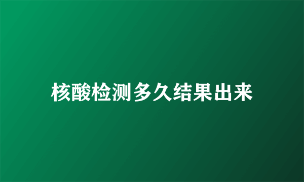 核酸检测多久结果出来