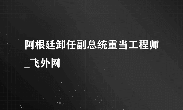 阿根廷卸任副总统重当工程师_飞外网