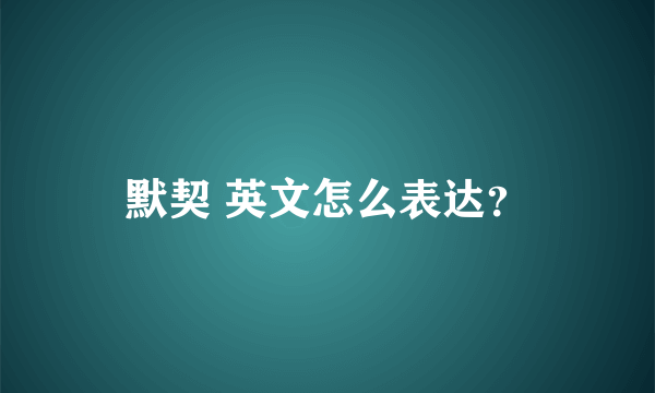 默契 英文怎么表达？