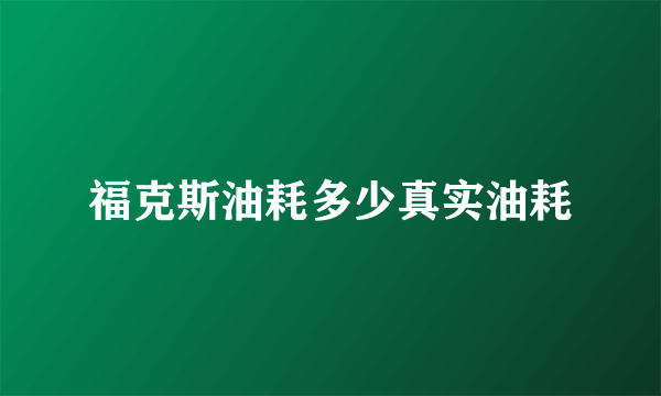 福克斯油耗多少真实油耗