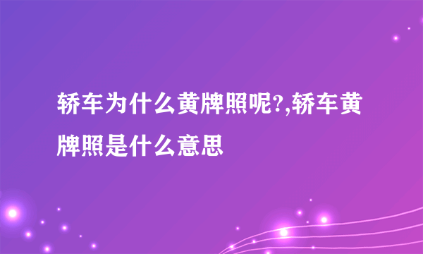 轿车为什么黄牌照呢?,轿车黄牌照是什么意思