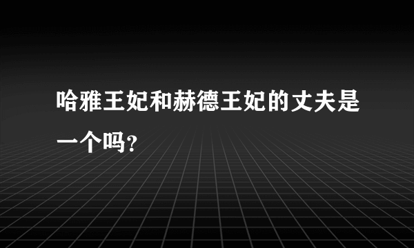 哈雅王妃和赫德王妃的丈夫是一个吗？
