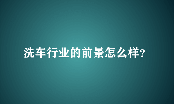 洗车行业的前景怎么样？