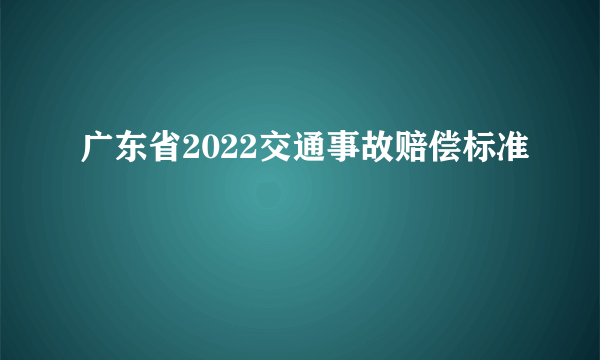 广东省2022交通事故赔偿标准