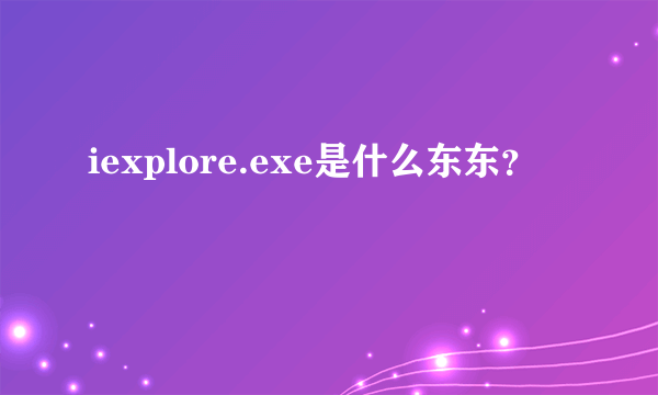 iexplore.exe是什么东东？
