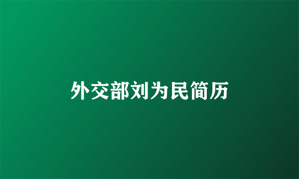 外交部刘为民简历