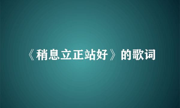 《稍息立正站好》的歌词