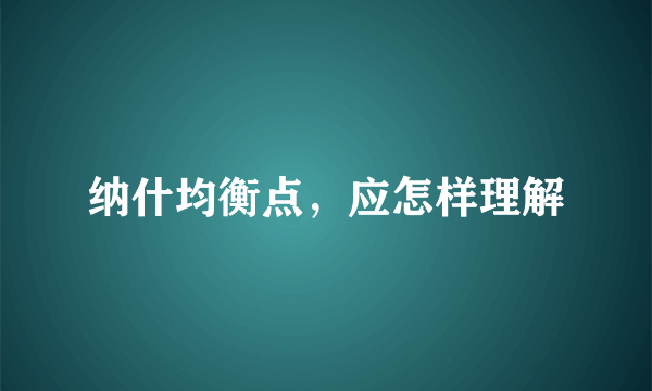 纳什均衡点，应怎样理解