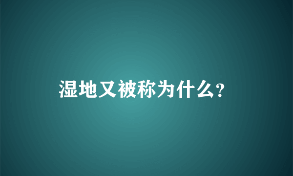 湿地又被称为什么？