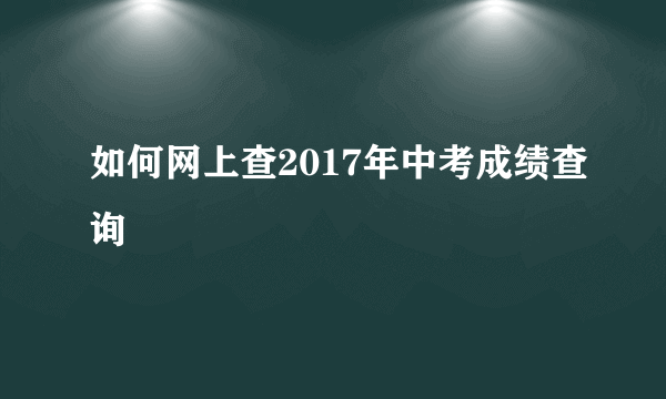 如何网上查2017年中考成绩查询