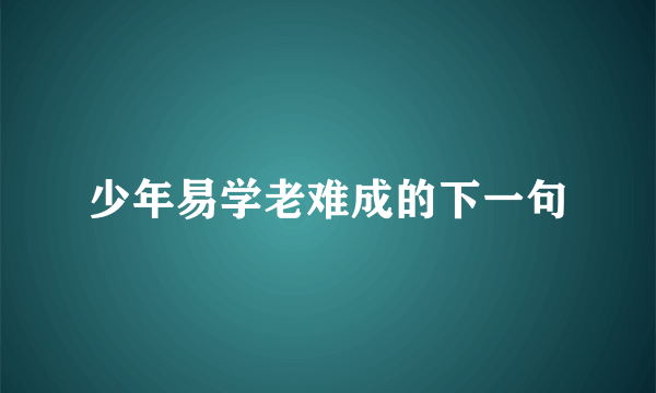 少年易学老难成的下一句