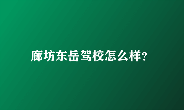 廊坊东岳驾校怎么样？