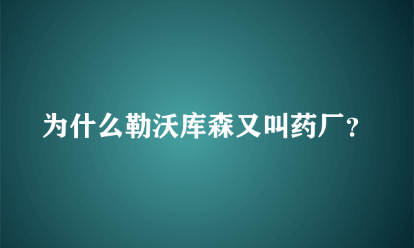 为什么勒沃库森又叫药厂？