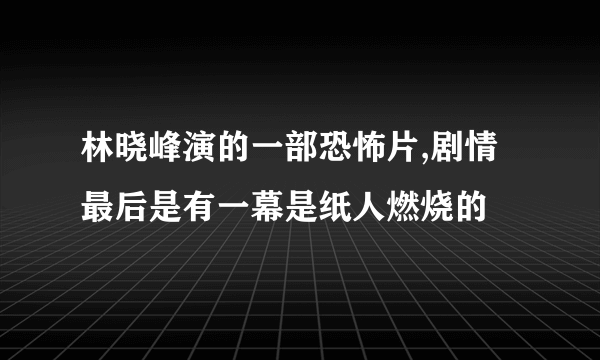 林晓峰演的一部恐怖片,剧情最后是有一幕是纸人燃烧的