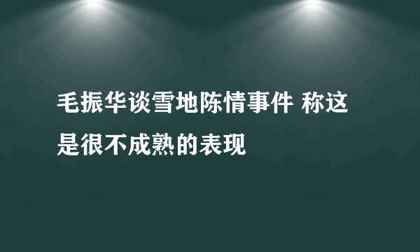毛振华谈雪地陈情事件 称这是很不成熟的表现
