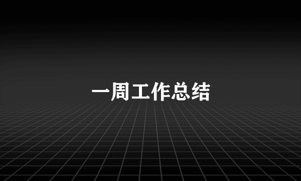 一周工作总结