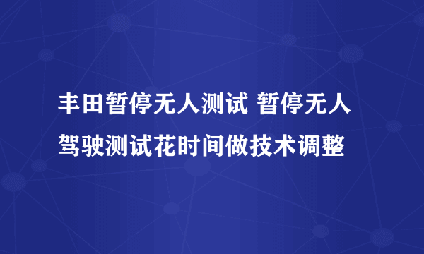 丰田暂停无人测试 暂停无人驾驶测试花时间做技术调整
