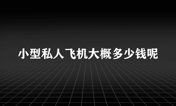 小型私人飞机大概多少钱呢