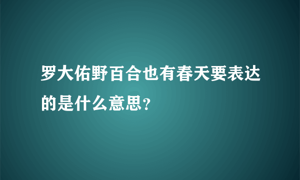 罗大佑野百合也有春天要表达的是什么意思？