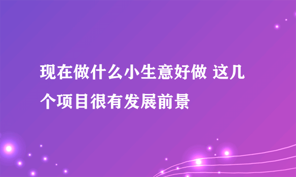 现在做什么小生意好做 这几个项目很有发展前景