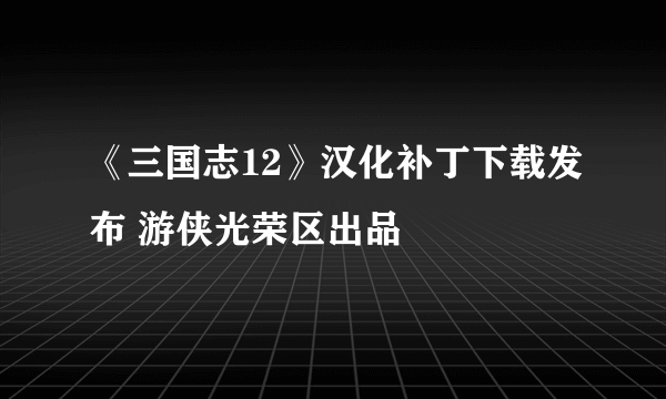 《三国志12》汉化补丁下载发布 游侠光荣区出品