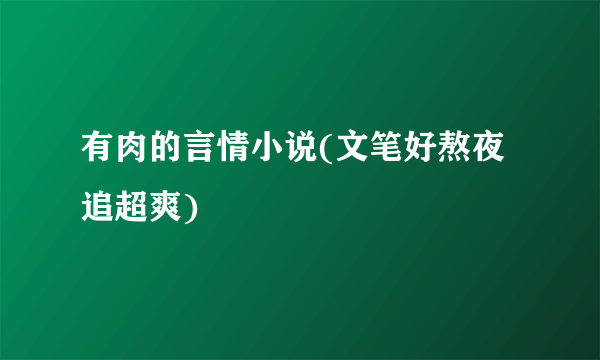 有肉的言情小说(文笔好熬夜追超爽)