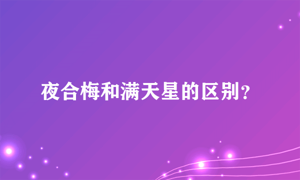 夜合梅和满天星的区别？
