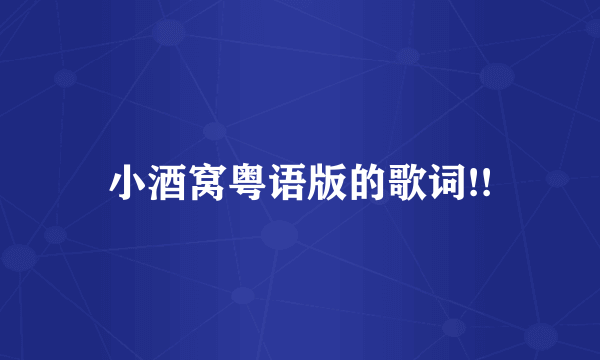 小酒窝粤语版的歌词!!