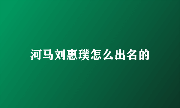 河马刘惠璞怎么出名的