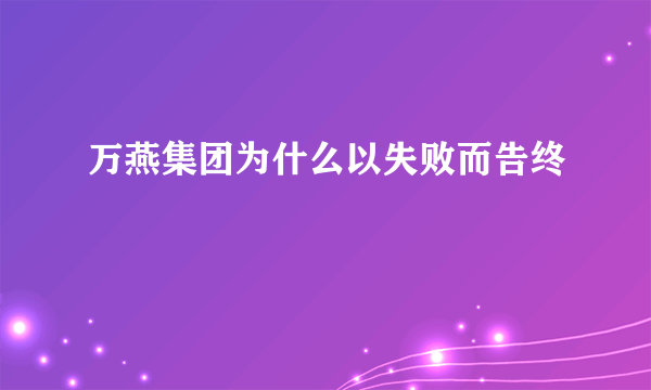 万燕集团为什么以失败而告终