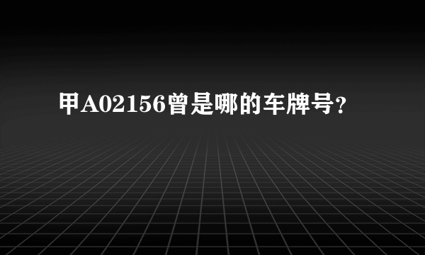 甲A02156曾是哪的车牌号？