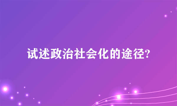 试述政治社会化的途径?