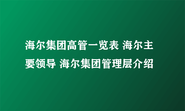 海尔集团高管一览表 海尔主要领导 海尔集团管理层介绍