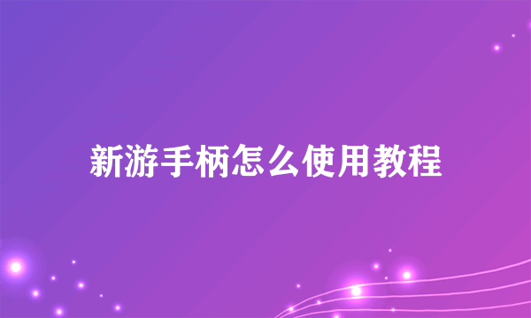 新游手柄怎么使用教程