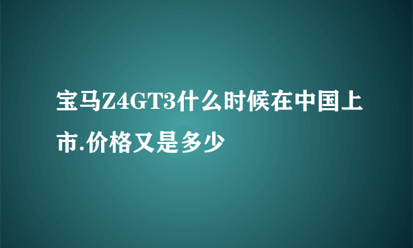 宝马Z4GT3什么时候在中国上市.价格又是多少