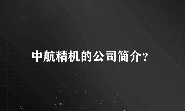 中航精机的公司简介？