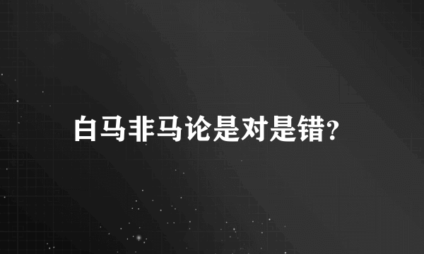 白马非马论是对是错？