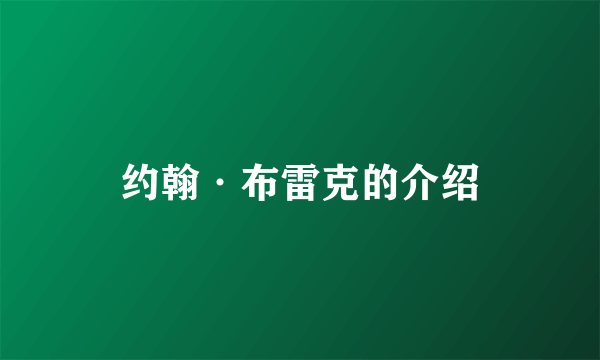 约翰·布雷克的介绍