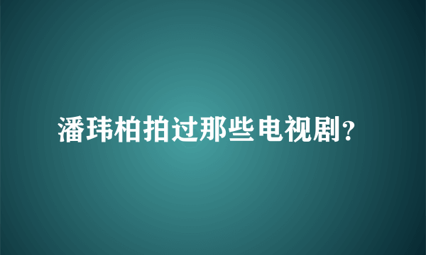 潘玮柏拍过那些电视剧？