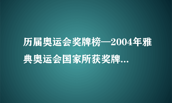 历届奥运会奖牌榜—2004年雅典奥运会国家所获奖牌情况排名