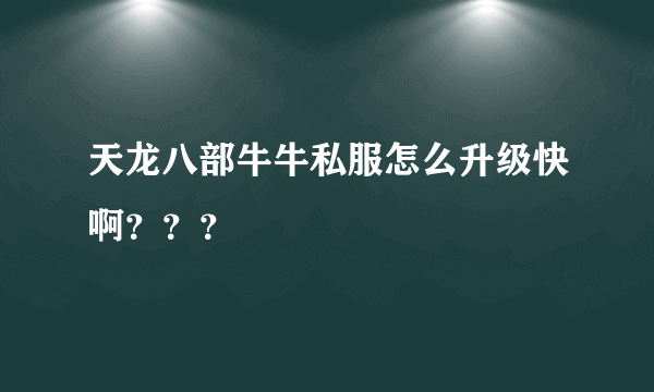 天龙八部牛牛私服怎么升级快啊？？？
