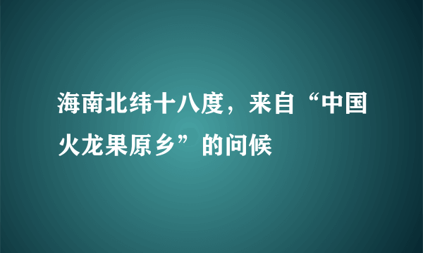 海南北纬十八度，来自“中国火龙果原乡”的问候