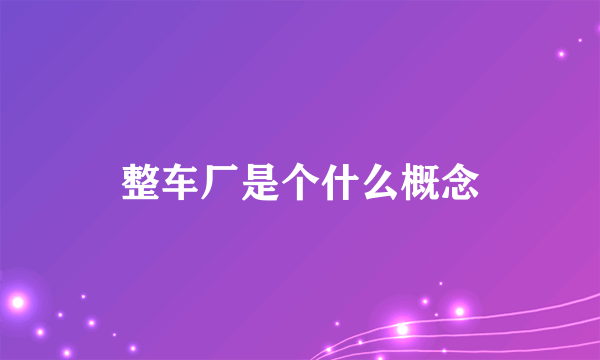 整车厂是个什么概念