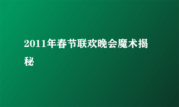2011年春节联欢晚会魔术揭秘