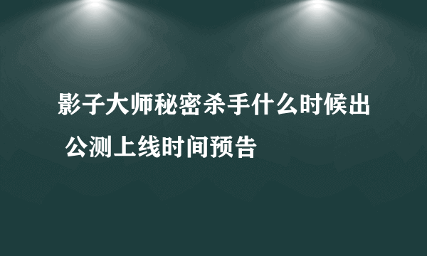 影子大师秘密杀手什么时候出 公测上线时间预告