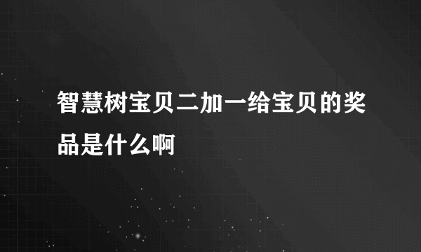 智慧树宝贝二加一给宝贝的奖品是什么啊