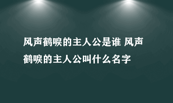 风声鹤唳的主人公是谁 风声鹤唳的主人公叫什么名字